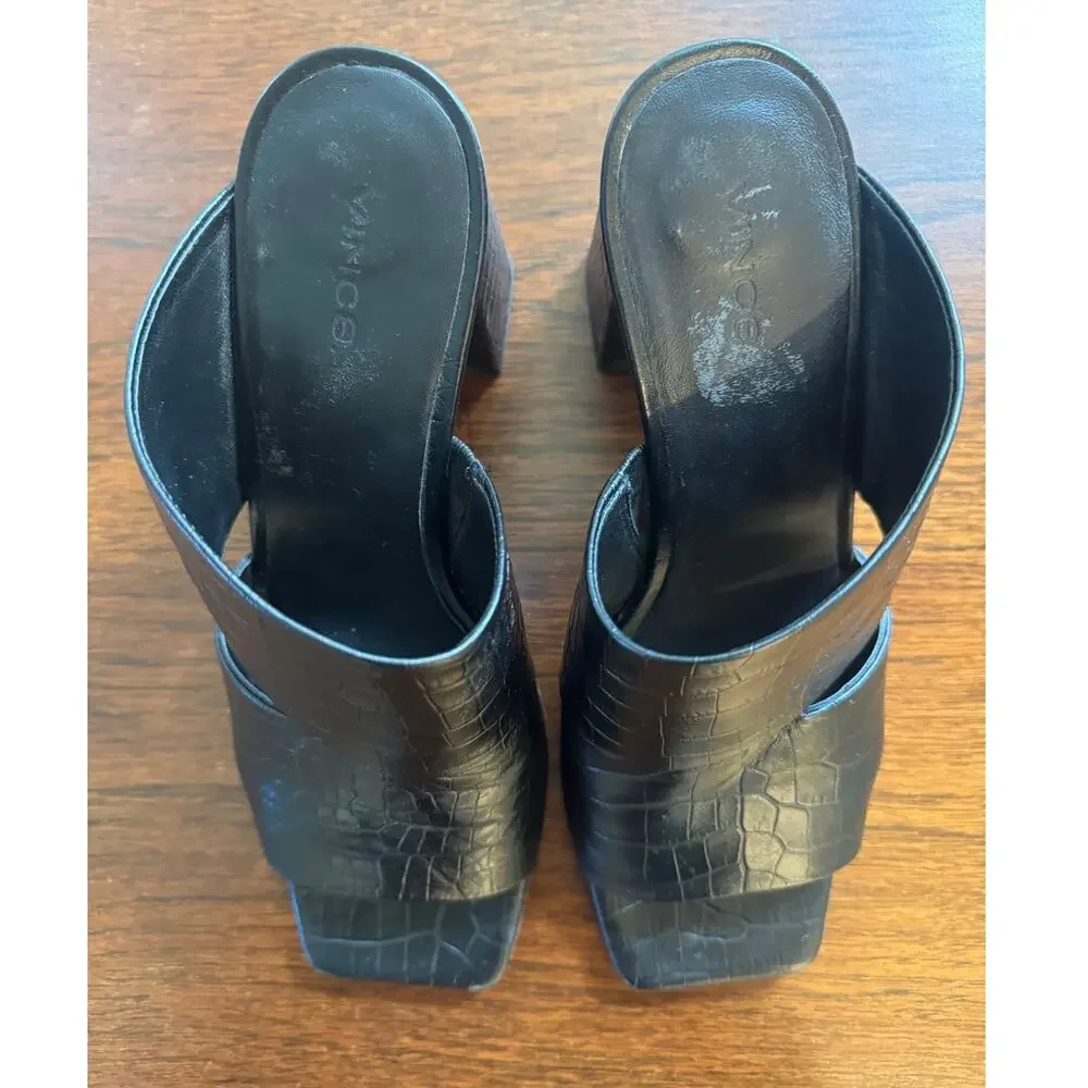 Vince Women's Nelda Cutout Croc-Effect Leather Mules Size 8.5